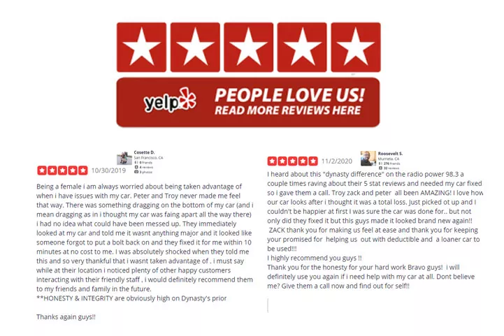 Dynasty Collision Yelp Review